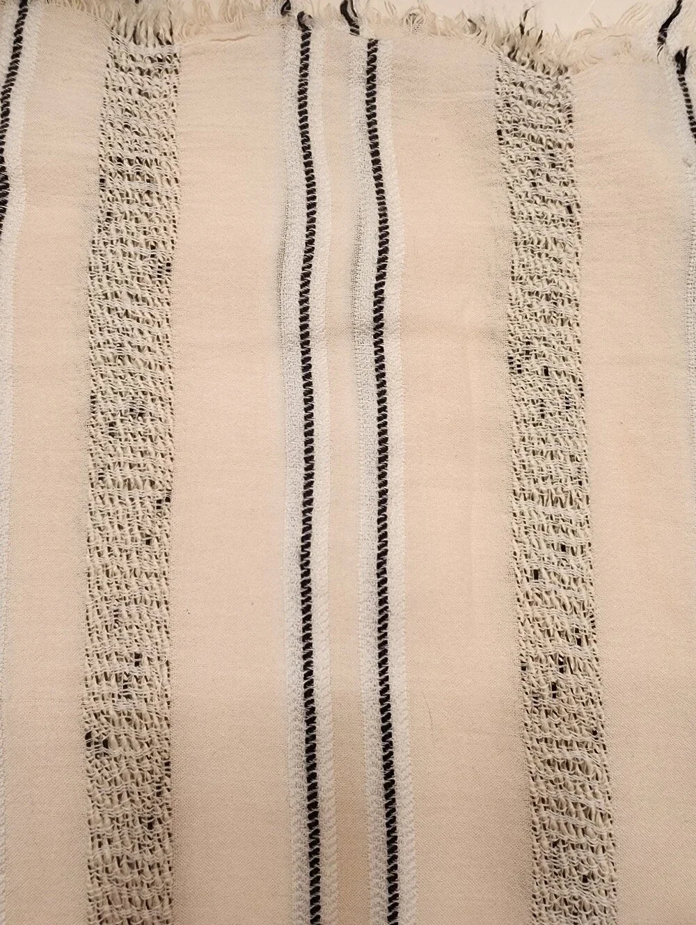 Banana Republic Lightweight Cream and Black Open Woven Scarf 72 X 30 Inches